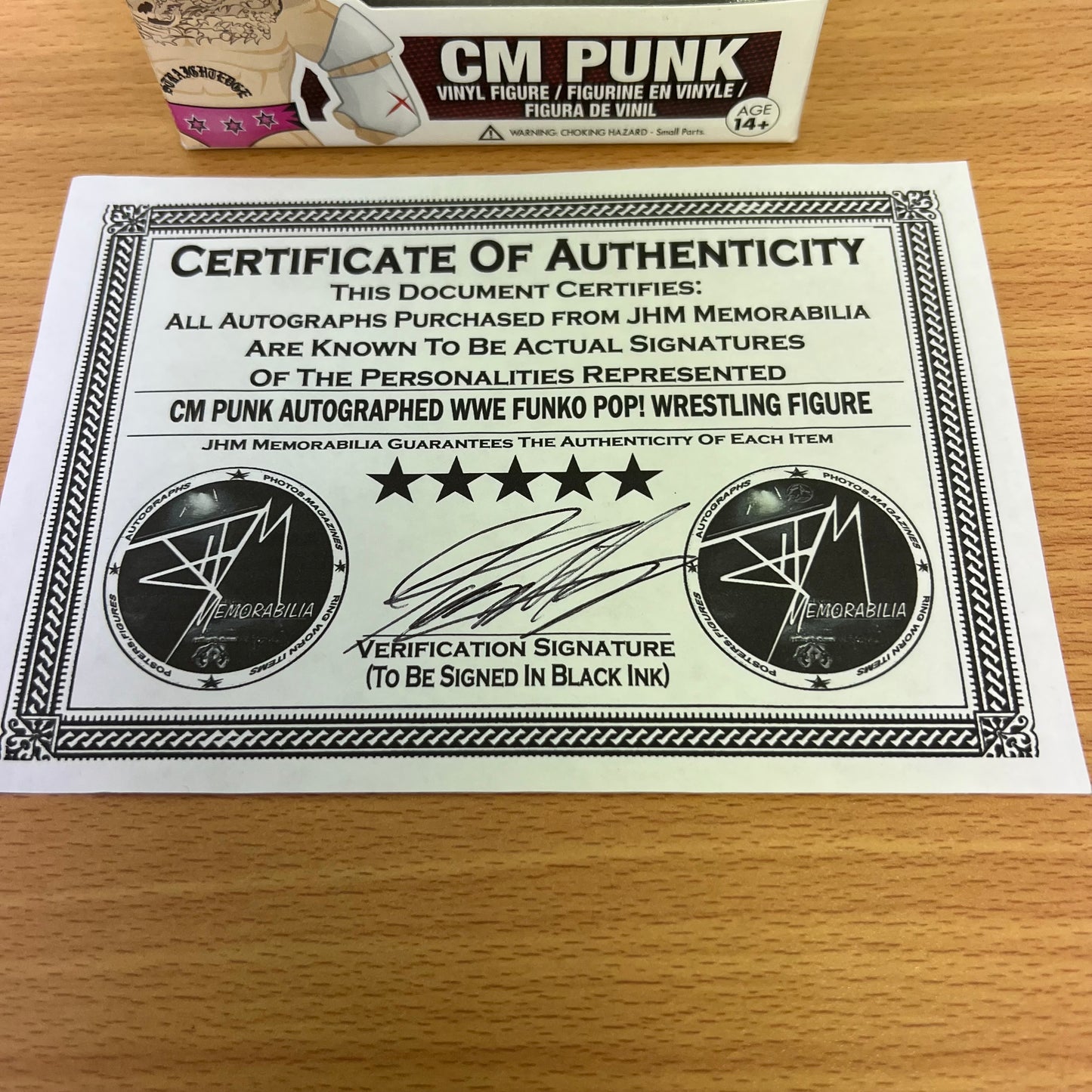 CM Punk (Pink) - WWE Signed Autographed COA Funko Pop 02 Hot Topic Rare Exclusive
