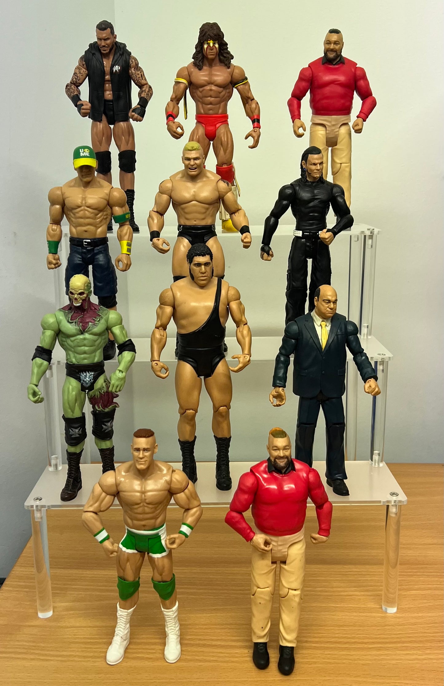 Tiered Display Riser 3-Level Stand Shelf for WWE Action Figures (6-Inch Collectibles, Funko Pops, Model Figures, Display Accessories)