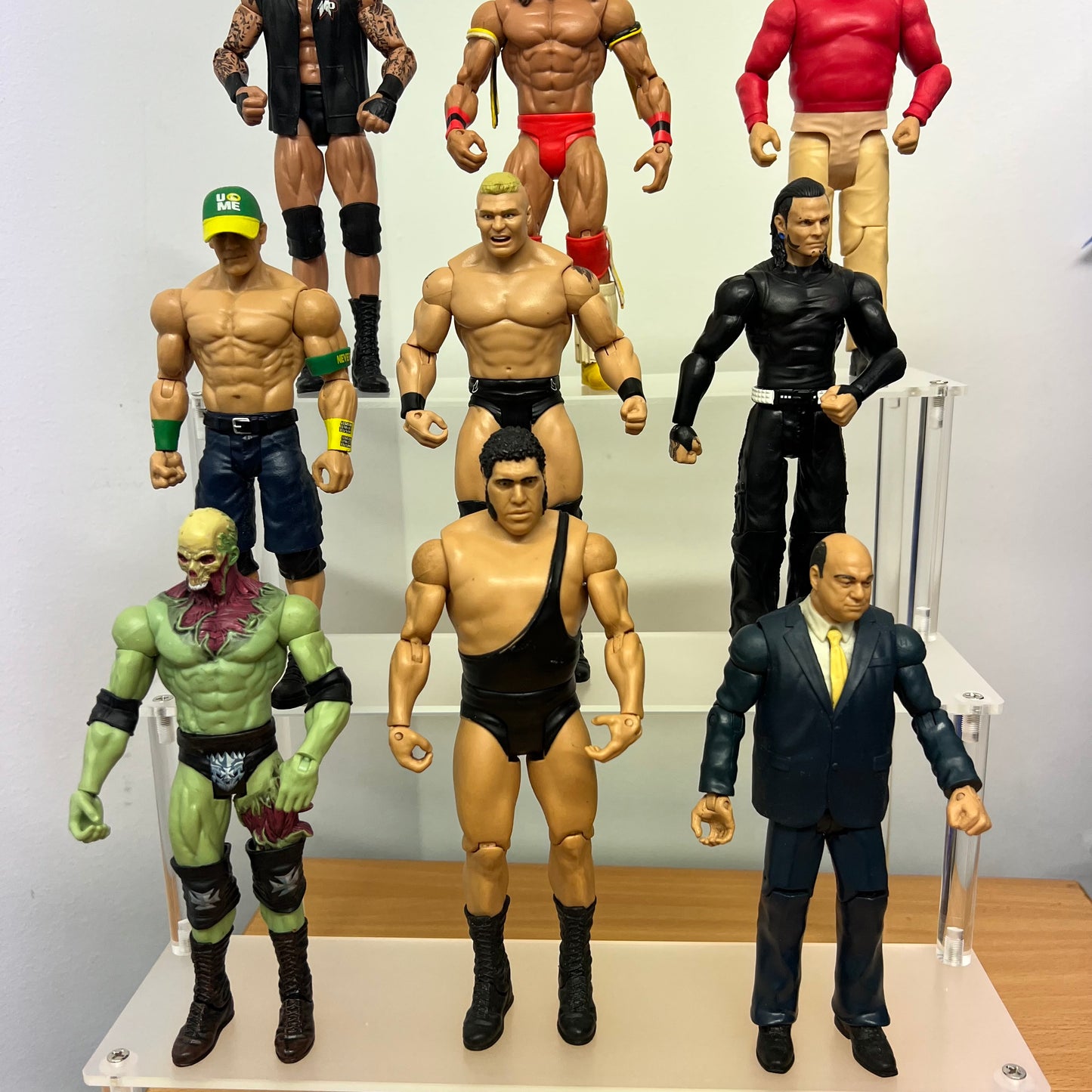 Tiered Display Riser 3-Level Stand Shelf for WWE Action Figures (6-Inch Collectibles, Funko Pops, Model Figures, Display Accessories)