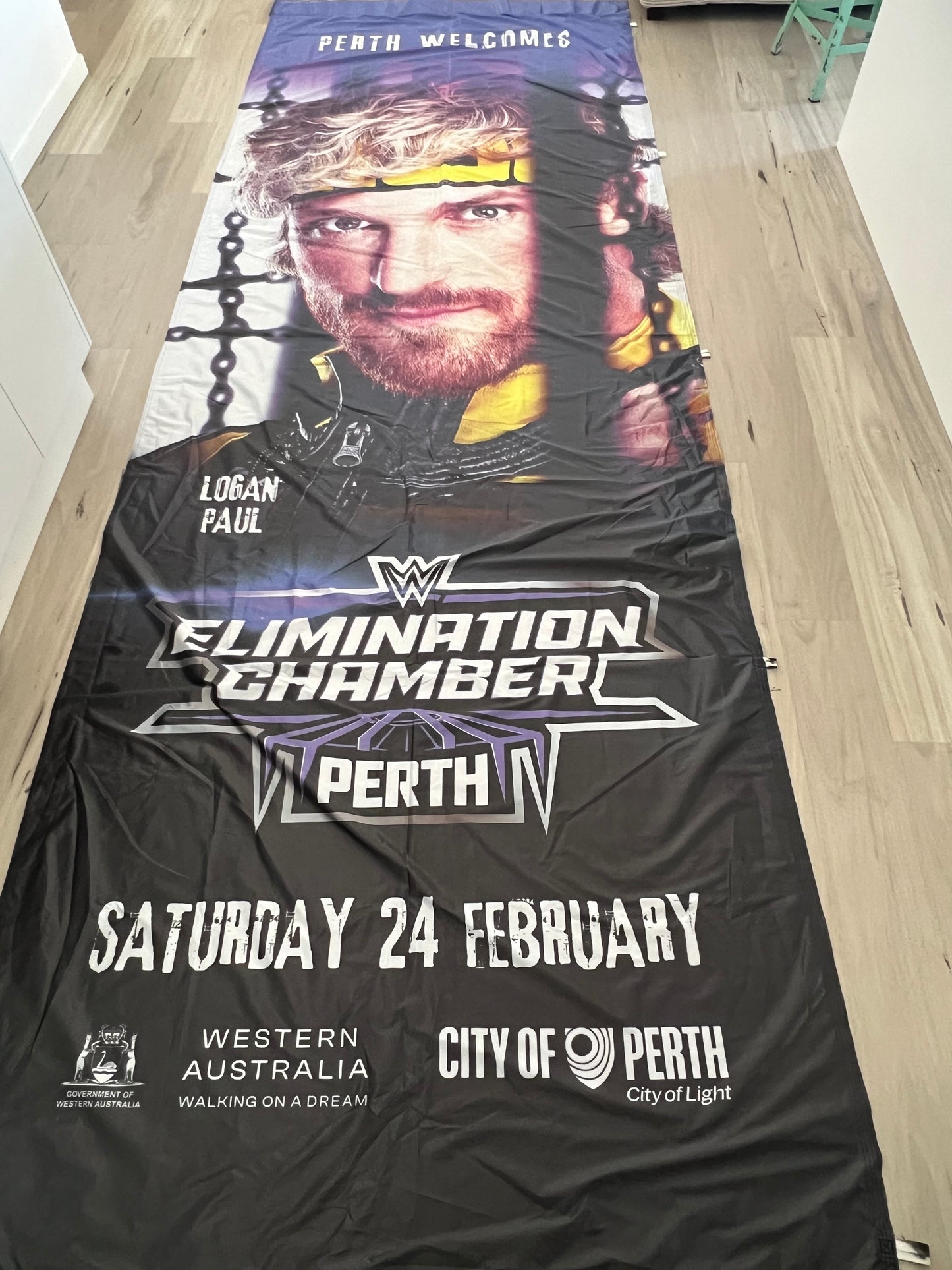 WWE Logan Paul Elimination Chamber Banner Flag Promo Australia Massive