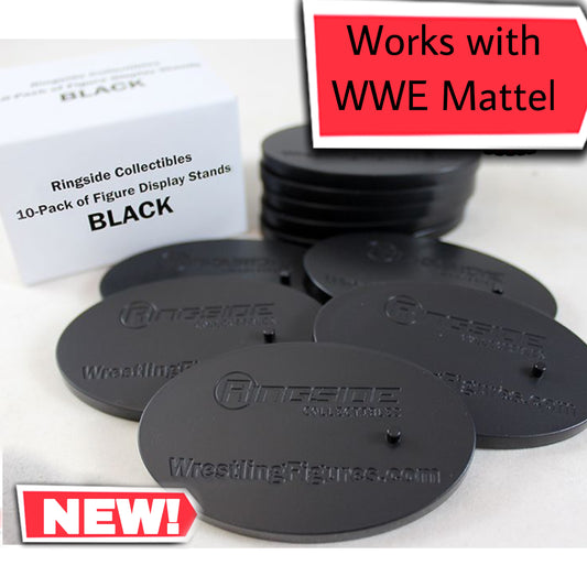10 Pack of Display Stands for WWE Figures (Black) - Mattel Wrestling Figure Accessories Bundle