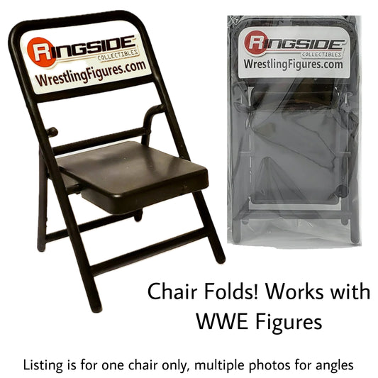 1 x Folding Steel Chair Black Accessory - for WWE Wrestling Action Figures Playset
