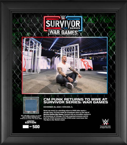 CM Punk WWE Framed 15 x 17 2023 Survivor Series Collage with Ring Canvas ?/500
