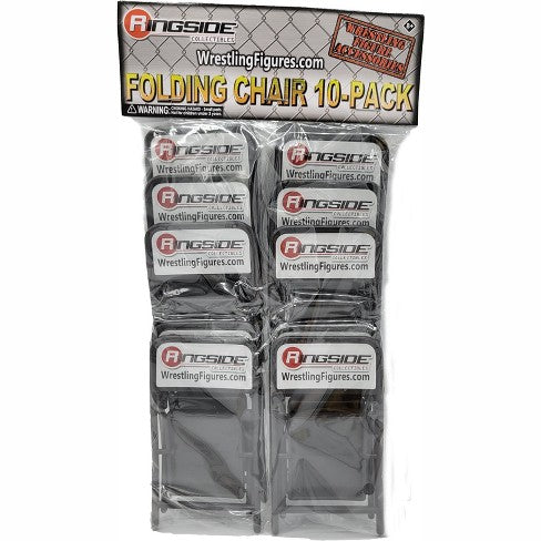10 x Folding Steel Chair Black Accessories - for WWE Wrestling Action Figures Playset