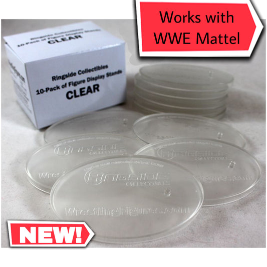 10 Pack of Display Stands for WWE Figures (Clear) - Mattel Wrestling Figure Accessories Bundle