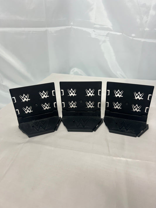 3 x WWE Display Stands with WWE Backdrop for Action Figures