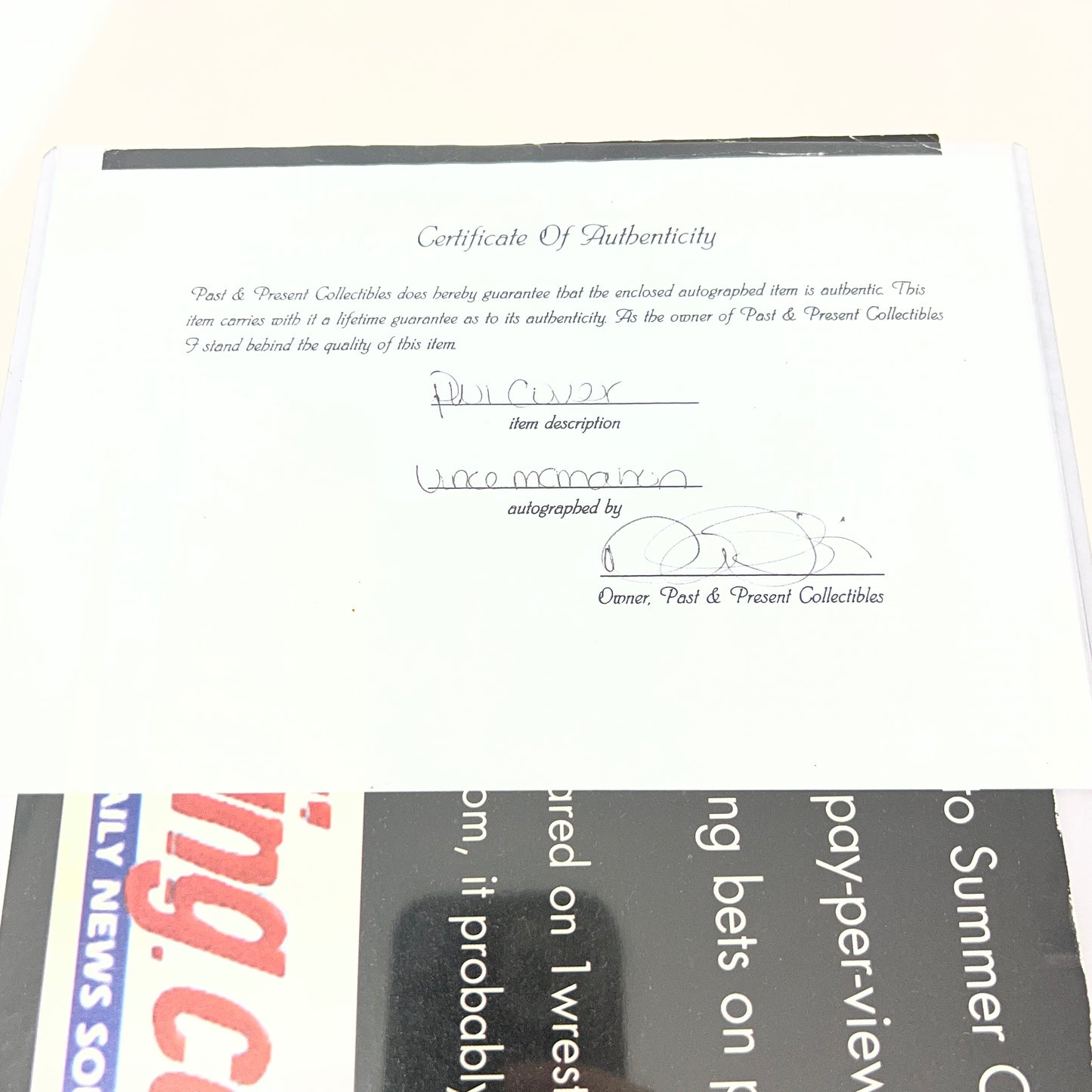WWE Vince McMahon Signed Magazine Cover Promo Image with COA