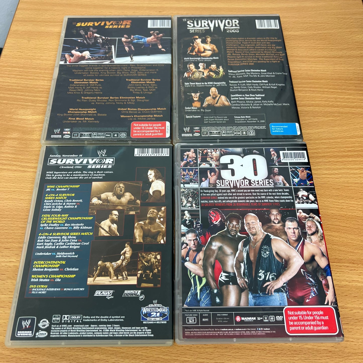 WWE 4x DVDs Survivor Series Set Lot 2006, 2008, 2004, 2017