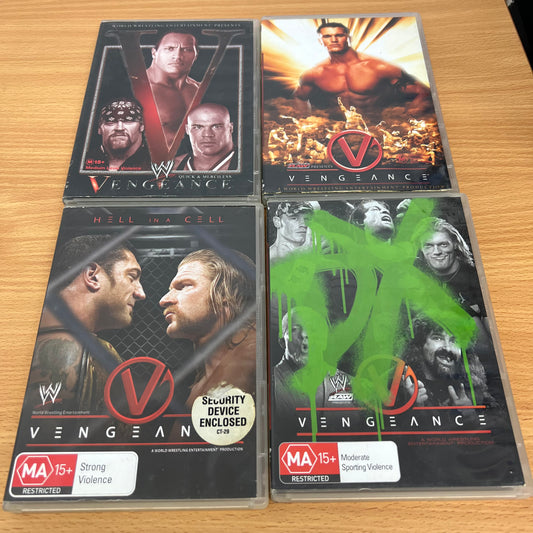 WWE 4x Vengance PPV DVD's Lot Bundle