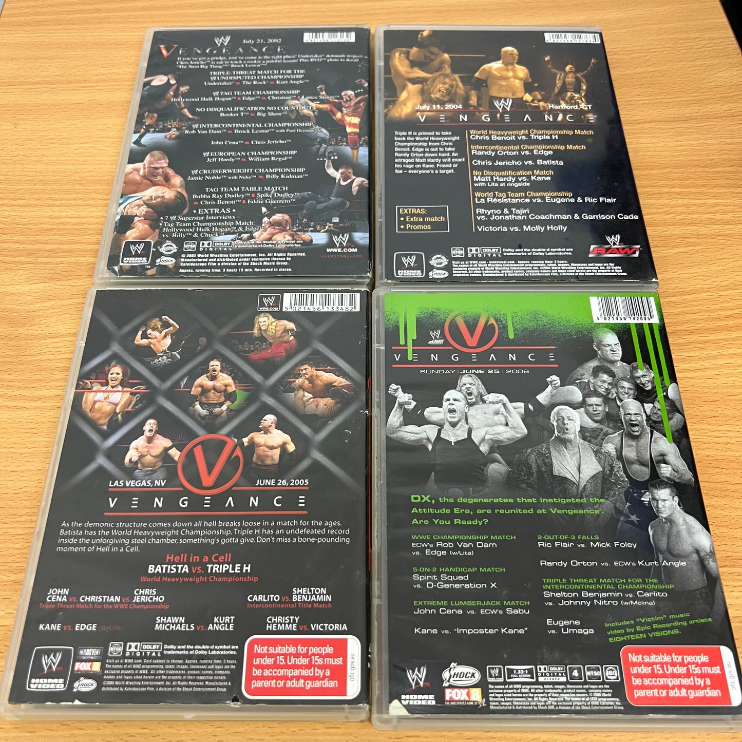 WWE 4x Vengance PPV DVD's Lot Bundle