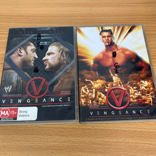 WWE 2x Vengance PPV DVD's Lot Bundle
