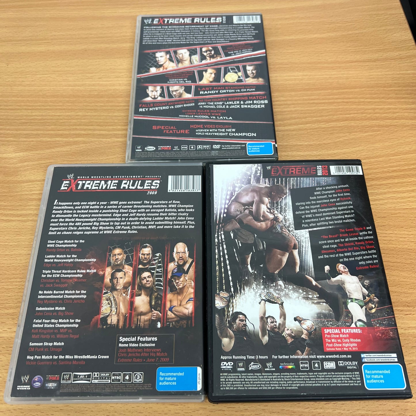 WWE 3x Extreme Rules 2009, 2011, 2013 PPV DVD