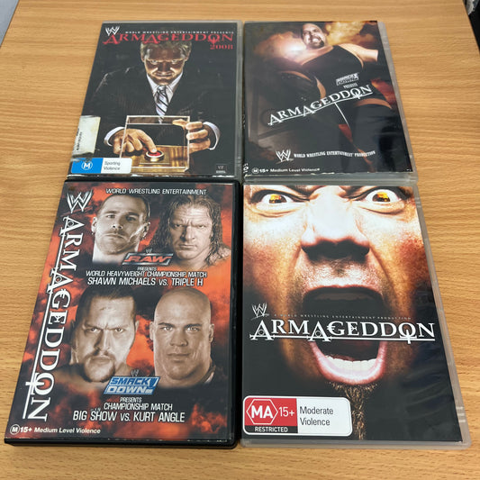 WWE 4x Armageddon 2002, 2004-2005, 2008 PPV DVD's Lot Bundle