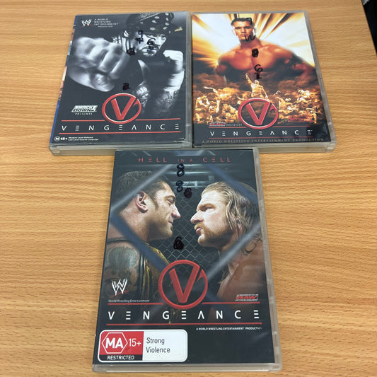 WWE 3x Vengeance 2003-2005 PPV DVD Lot Bundle