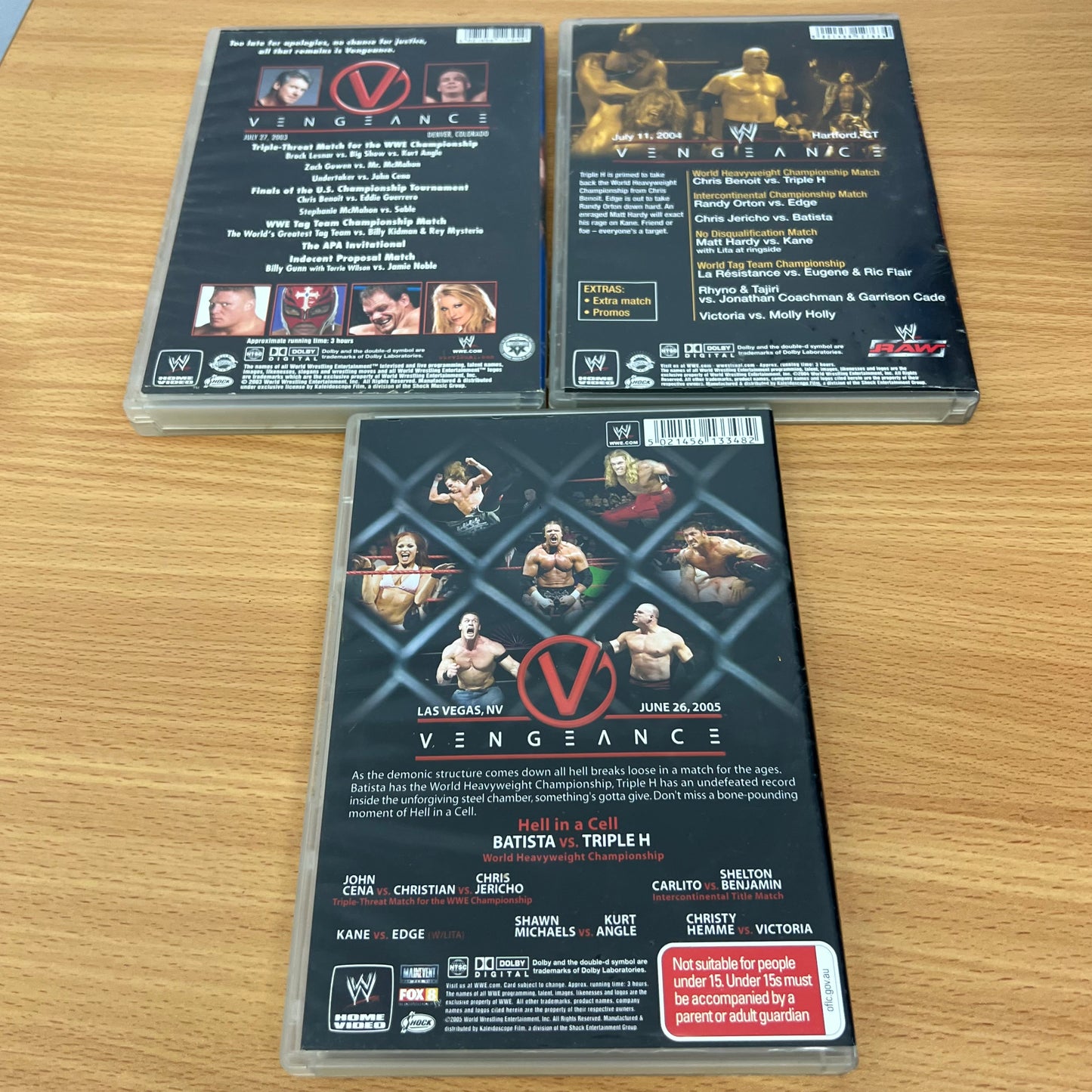 WWE 3x Vengeance 2003-2005 PPV DVD Lot Bundle