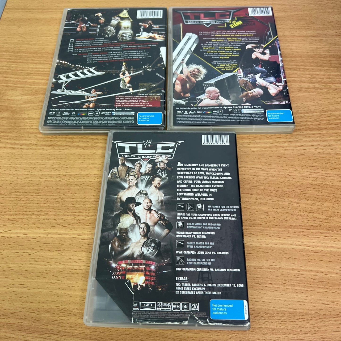 WWE 3x DVDs TLC 2009, 2013-2014 PPV Lot Bundle