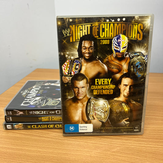 WWE 4x DVDs Night of Champions 2008-2009, 2013, 2017 PPV Lot Bundle