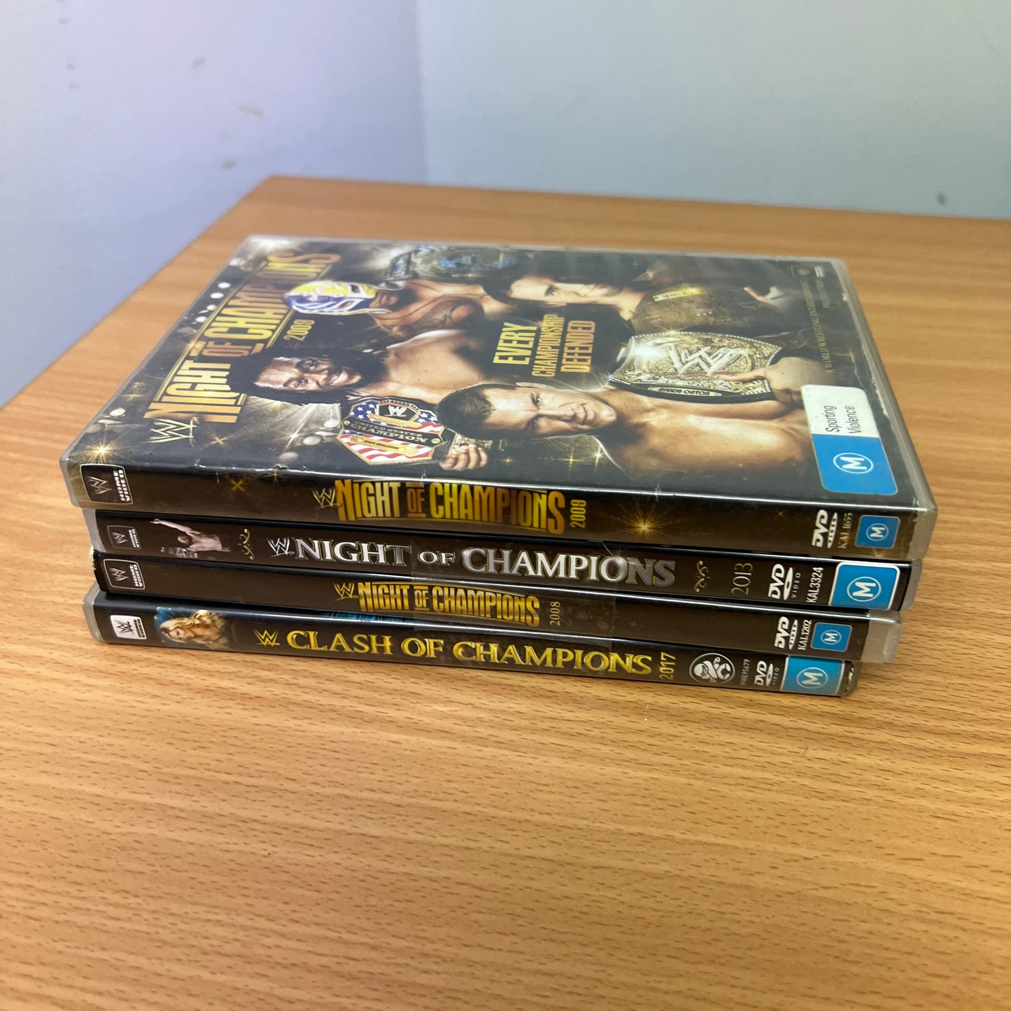 WWE 4x DVDs Night of Champions 2008-2009, 2013, 2017 PPV Lot Bundle