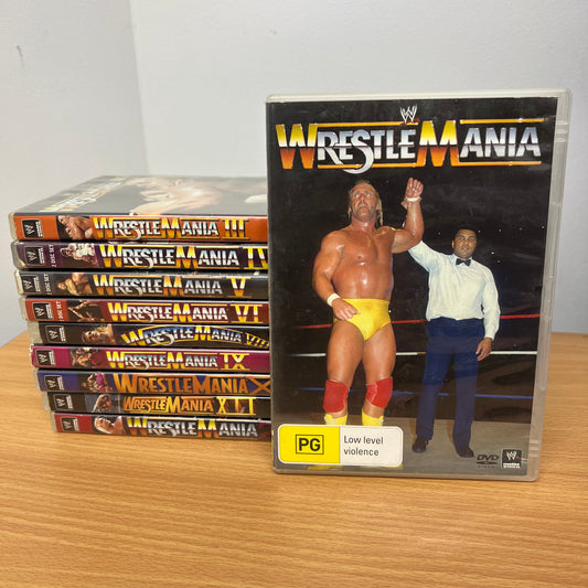 WWE 10 x Wrestlemania DVD Lot I - VI, VIII - X and XII Extremely Rare Bundle