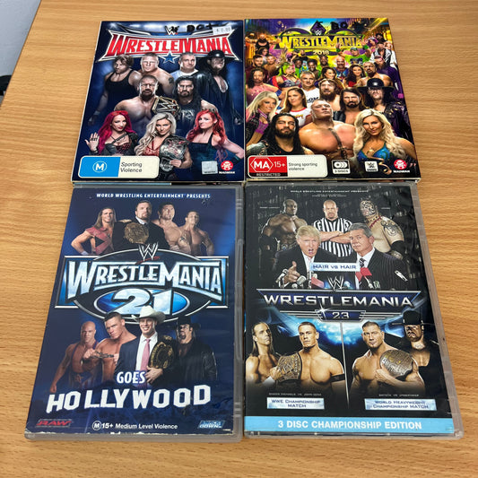 WWE DVD 4 x Wrestlemania Bundle Lot