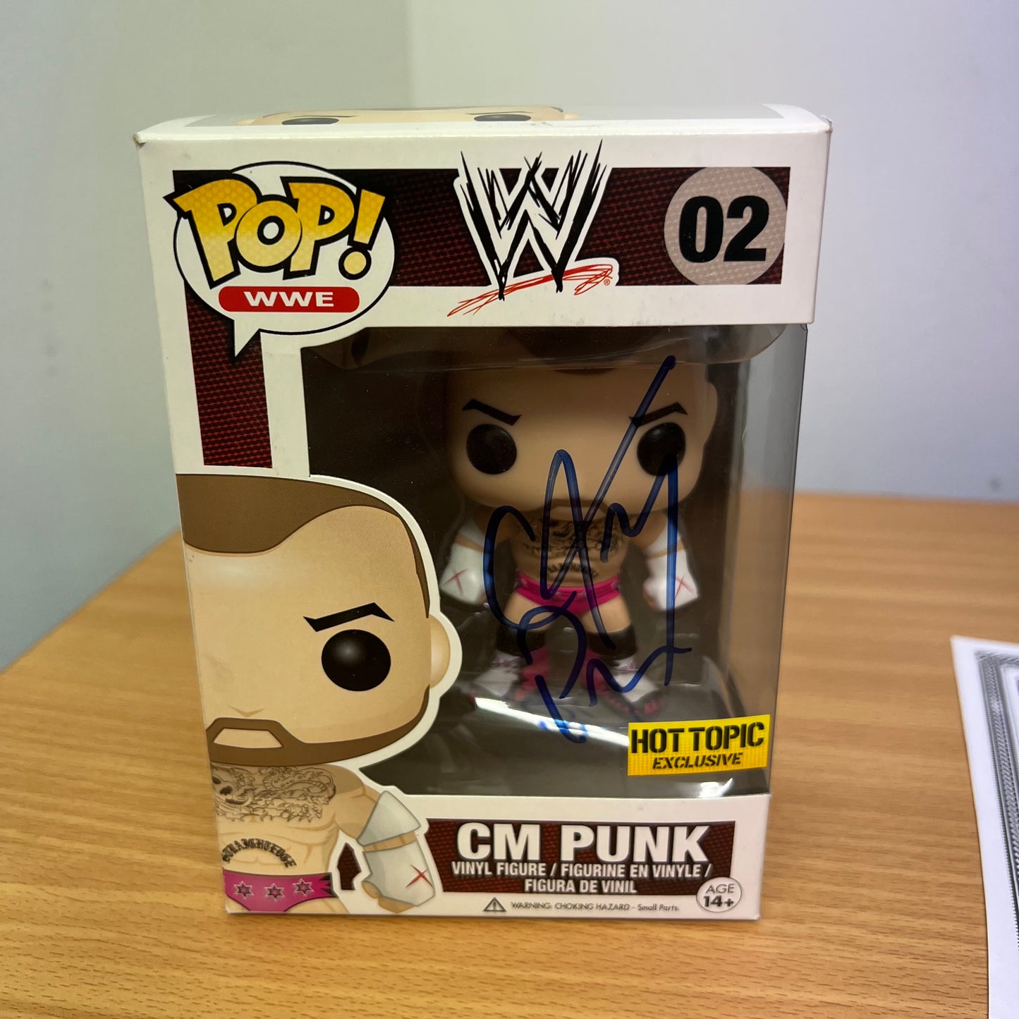 CM Punk (Pink) - WWE Signed Autographed COA Funko Pop 02 Hot Topic Rare Exclusive