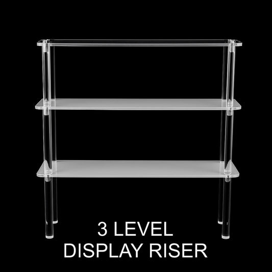 Tiered Display Riser 3-Level Stand Shelf for WWE Action Figures (6-Inch Collectibles, Funko Pops, Model Figures, Display Accessories)