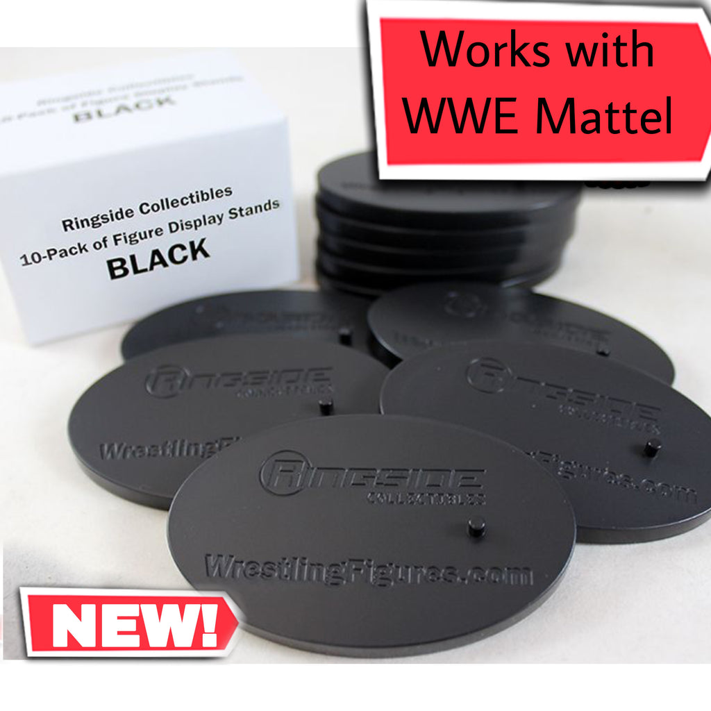10 Pack of Display Stands for WWE Figures (Black) - Mattel Wrestling Figure Accessories Bundle