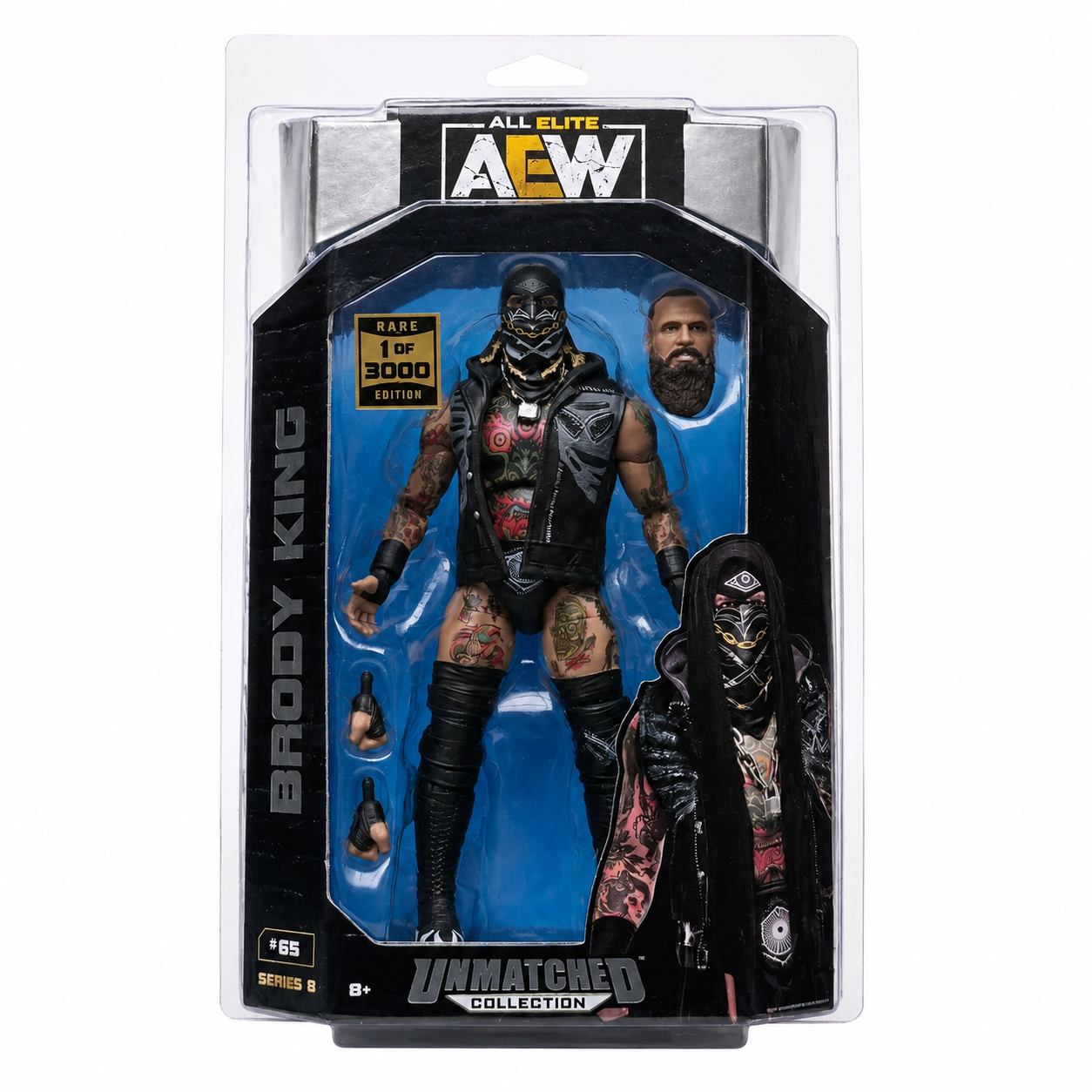 Brodie King AEW Unmatched Chase Action Figure Scale WWE Including Defender Case