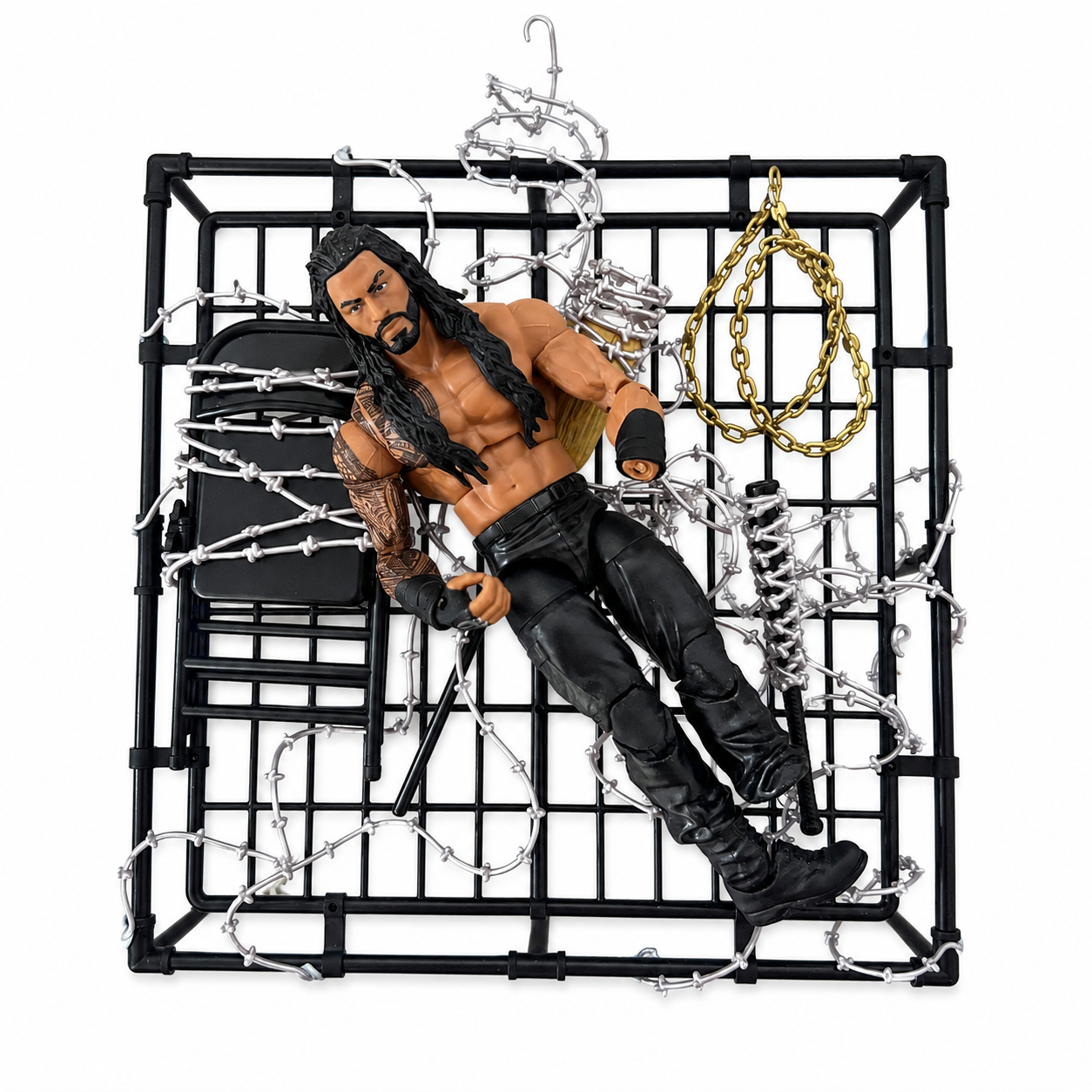 AEW WWE Hardcore Accessories For Action Figures Barbed Wire Chair, Broom and more