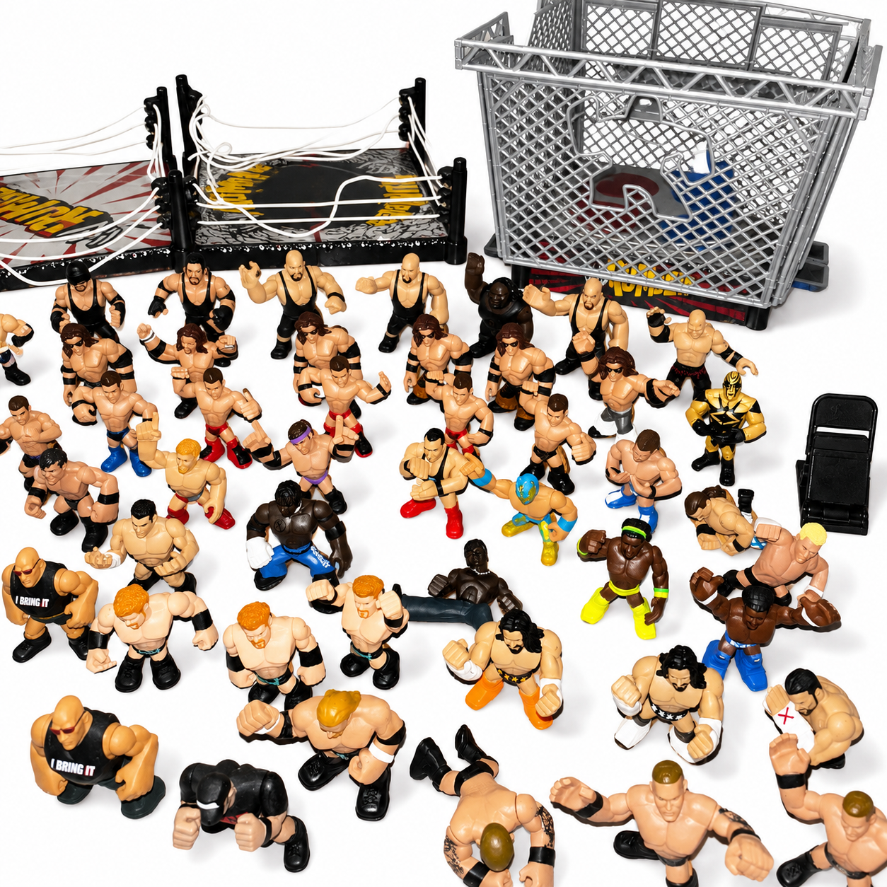 WWE 105 Rumblers Action Figures + Rings Playsets Perfect for Kids Mattel Set