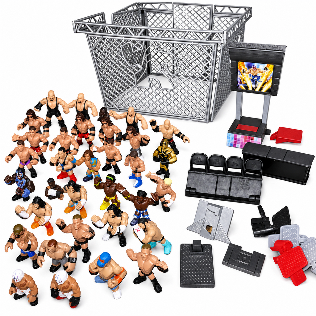 WWE 105 Rumblers Action Figures + Rings Playsets Perfect for Kids Mattel Set