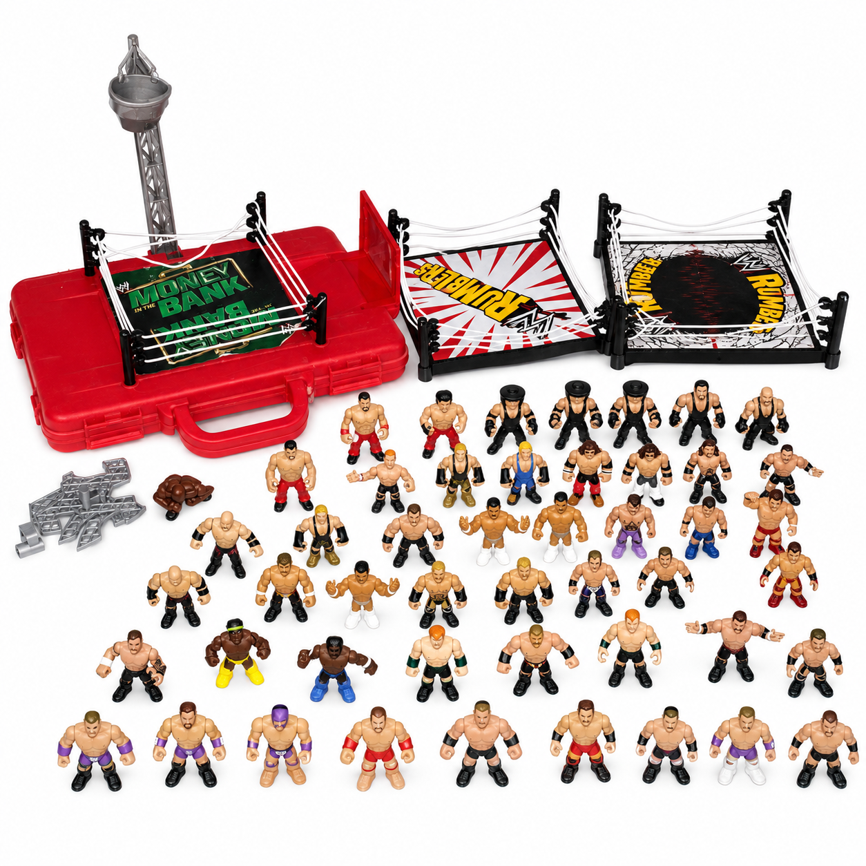 WWE 105 Rumblers Action Figures + Rings Playsets Perfect for Kids Mattel Set
