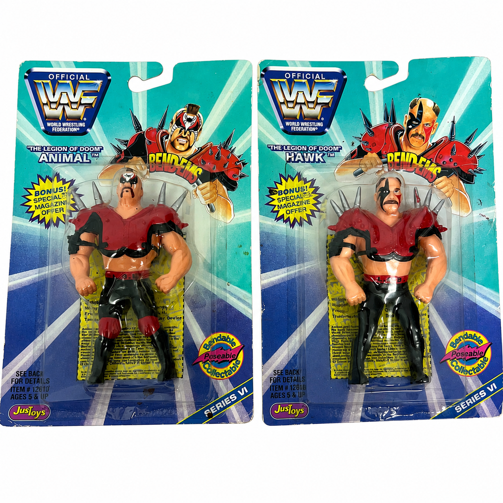 WWF Bend Ems Lot Legion Of Doom Hawk and Animal 1997 Justoys Bendems WWE