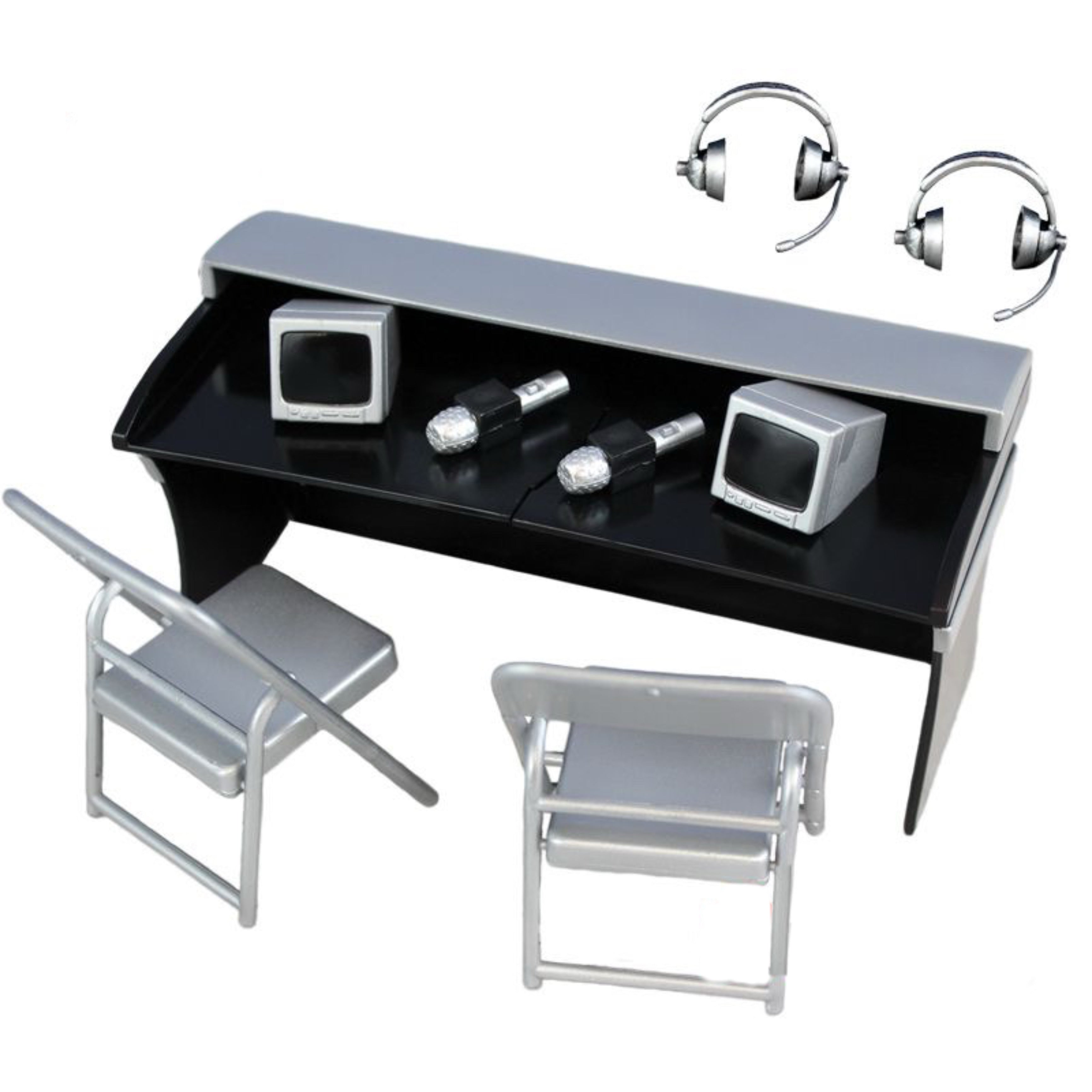 Commentators Announcers Table Playset for WWE Action Figures Accessories Bundle