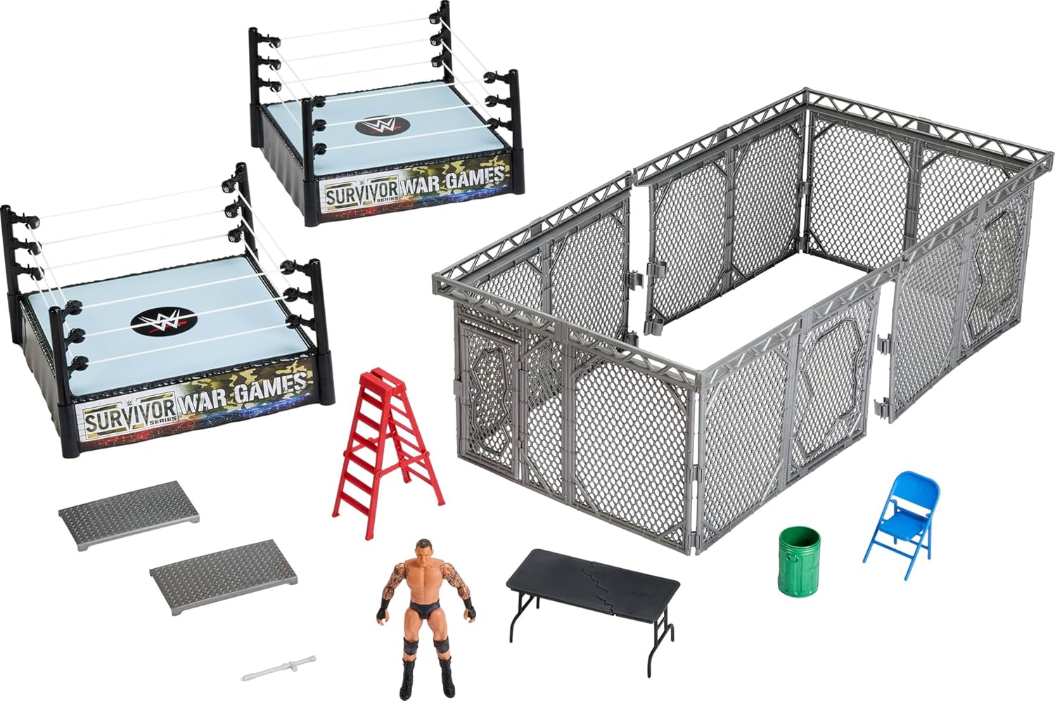 WWE War Games Playset with 2 Rings, Randy Orton Action Figure, Weapons and More