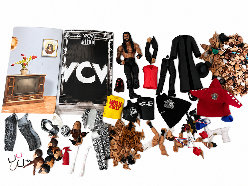 WWE Massive Fodder Lot Glasses, Heads, Hands, Torso, Clothes, Accessories etc