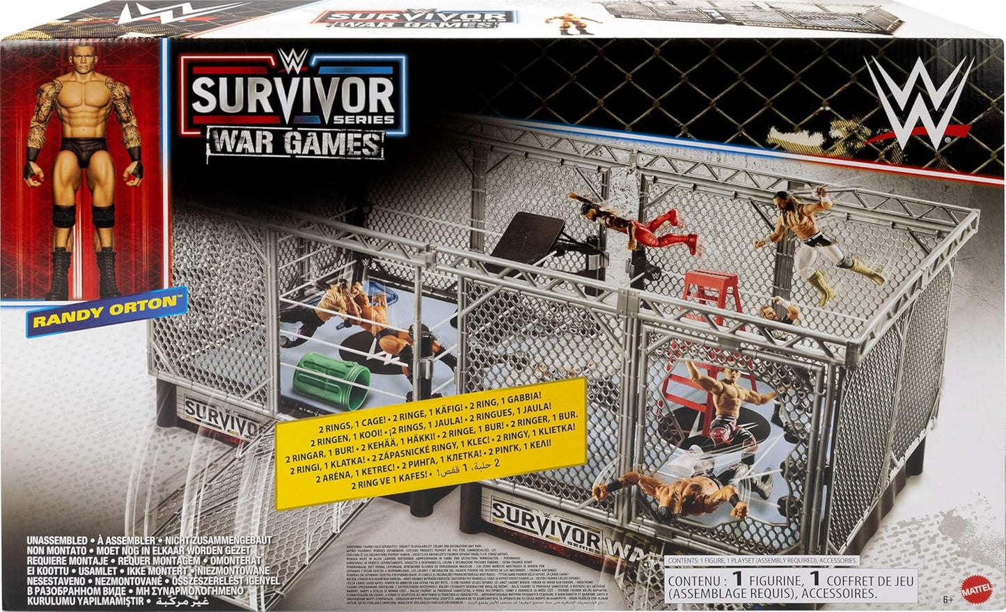 WWE War Games Playset with 2 Rings, Randy Orton Action Figure, Weapons and More
