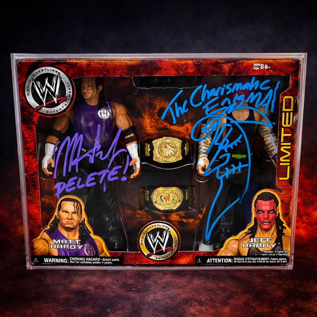 Signed Hardy Boys Jeff Hardy Matt Hardy WWE Limited 2 Pack Action Figures Auto COA