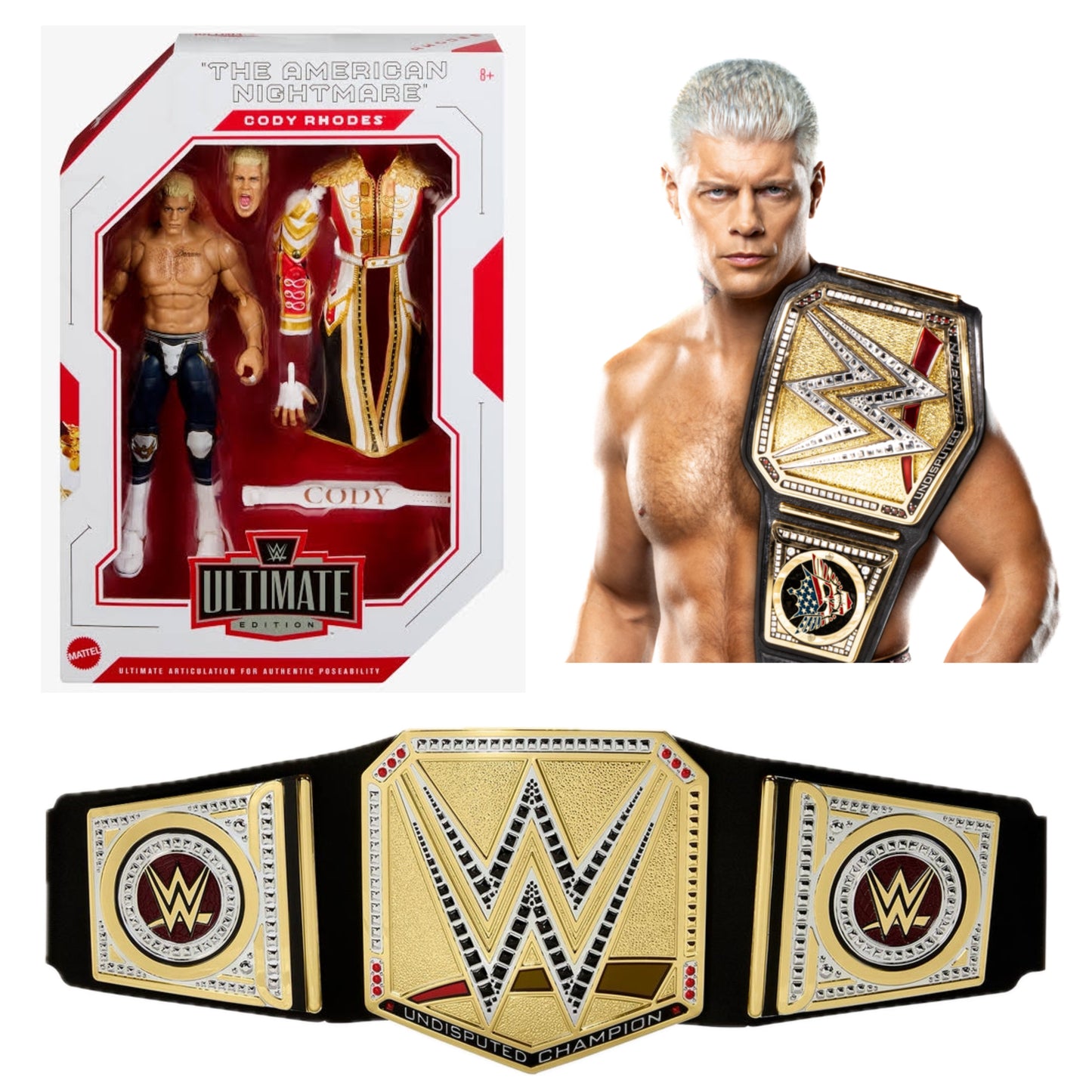 WWE Cody Rhodes Epic Bundle - 1x Ultimate Edition Action Figure and 1x Undisputed Universal Championship Title