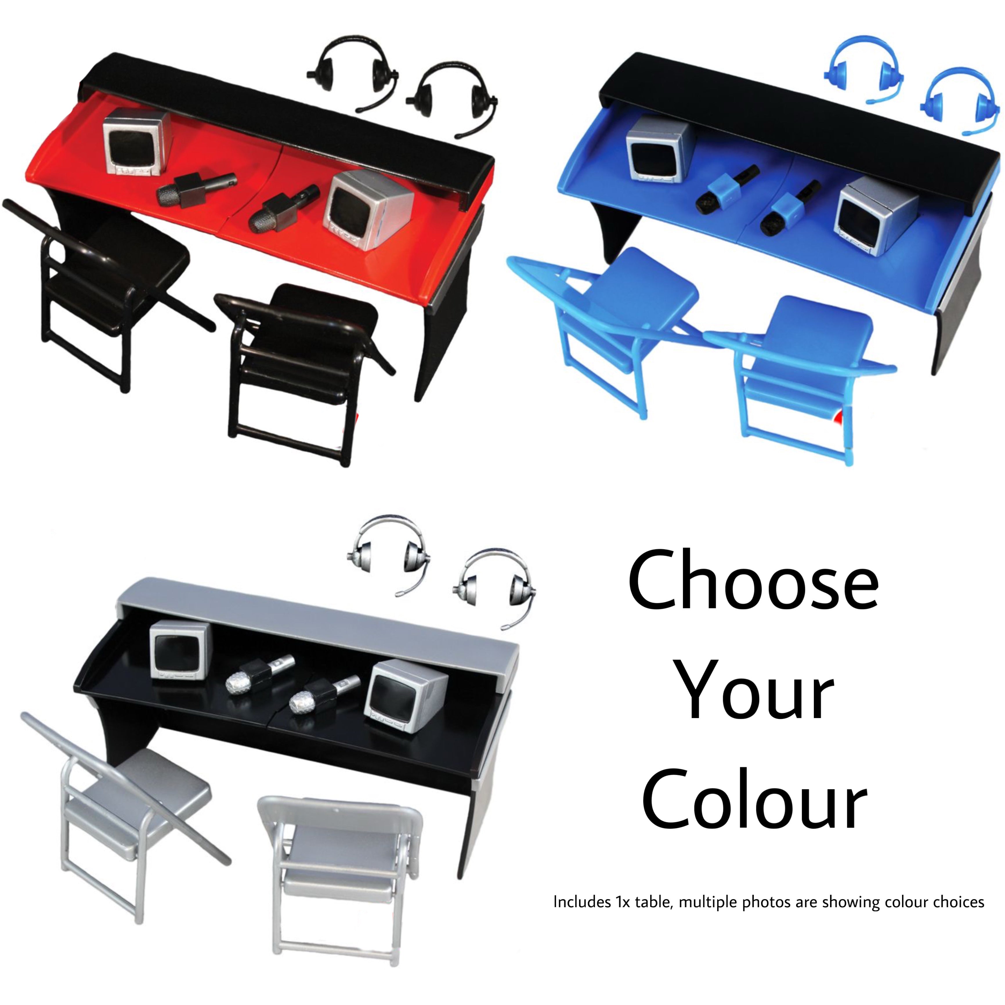 Commentators Announcers Table Playset for WWE Action Figures Accessories Bundle