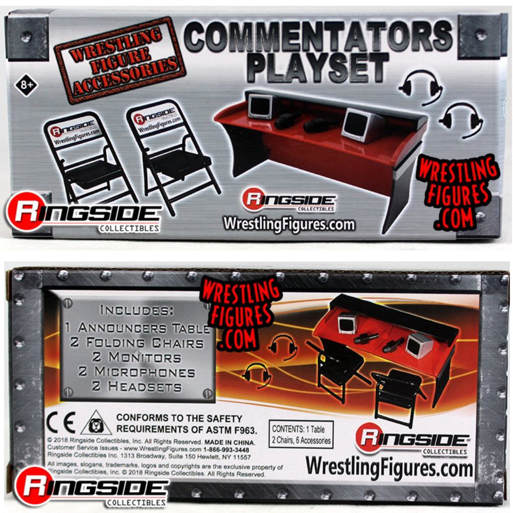 Commentators Announcers Table Playset for WWE Action Figures Accessories Bundle