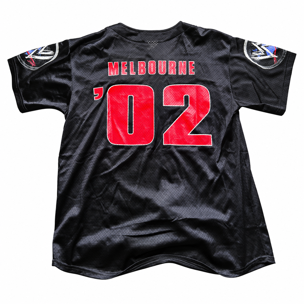 WWE Global Warning Jersey NFL Style 2002 Australia Tour Shirt Size Large