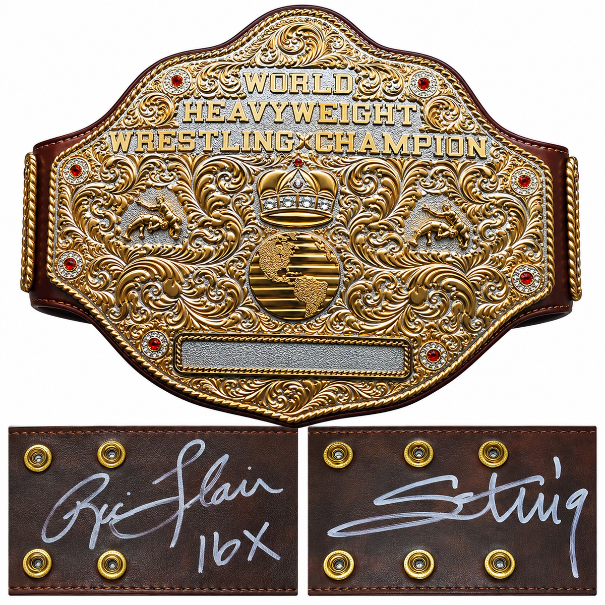 Ric Flair Sting WWE Autographed World Championship Replica Title Belt Signed COA