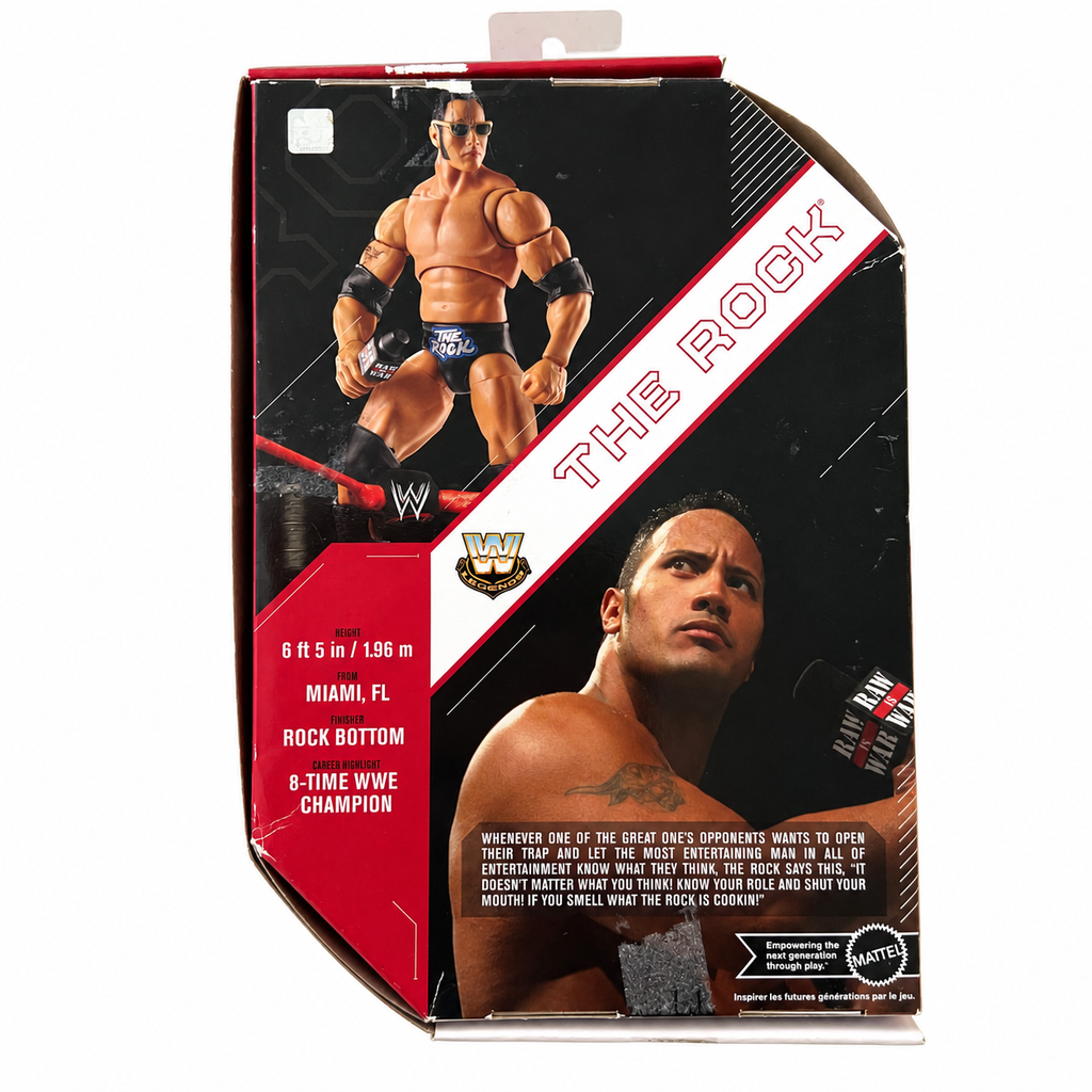 WWE The Rock Ultimate Edition Fan Takeover Action Figure Mattel Reboxed Dmg Box
