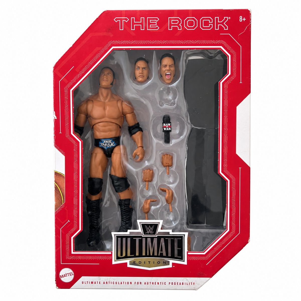 WWE The Rock Ultimate Edition Fan Takeover Action Figure Mattel Reboxed Dmg Box