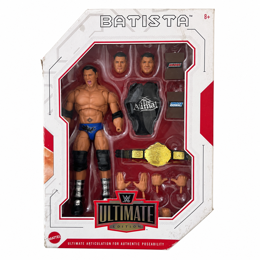 WWE Batista Ultimate Edition Greatest Hits Action Figure Mattel Reboxed Dmg Box