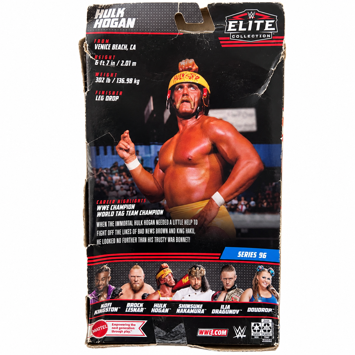 WWE Hulk Hogan Elite 96 Action Figure Mattel Reboxed Dmg Box