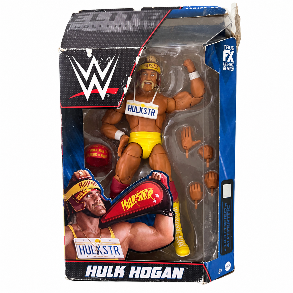 WWE Hulk Hogan Elite 96 Action Figure Mattel Reboxed Dmg Box