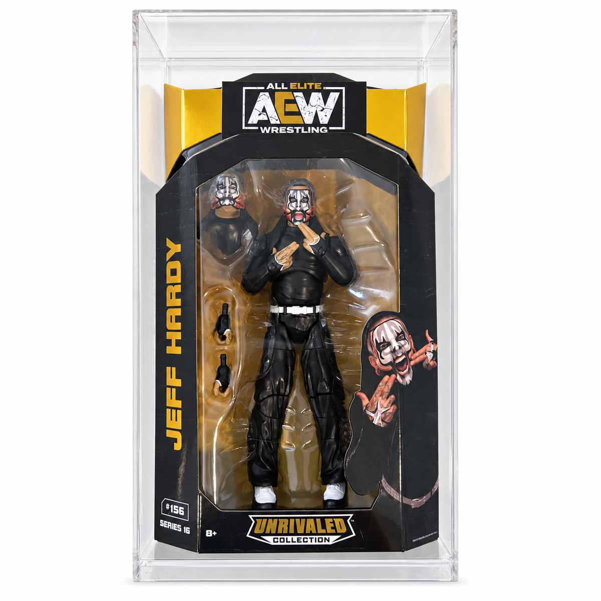AEW Jeff Hardy Unrivaled 16 Action Figure Action Figure WWE in Acrylic Case
