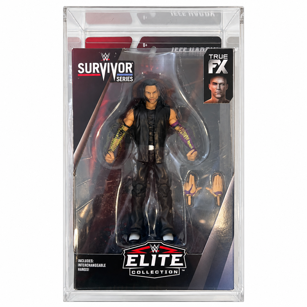 WWE Jeff Hardy Elite Survivor Series Action Figure Mattel in Acrylic Case